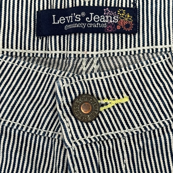 Junior’s Levi Levi’s 5 Small Shorts Jeans Rolled Stretch Stripes Navy Railroad - Picture 7 of 8